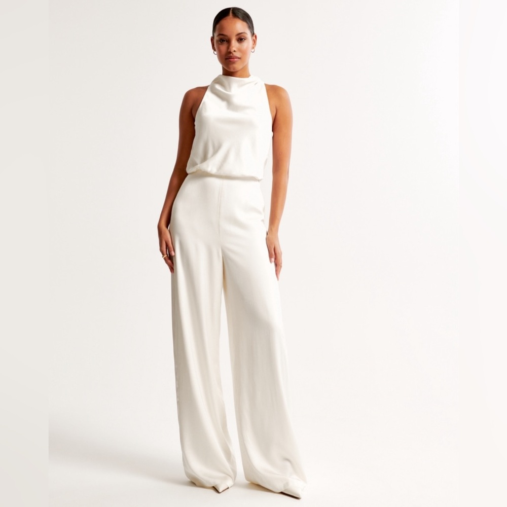 Satin white jumpsuit